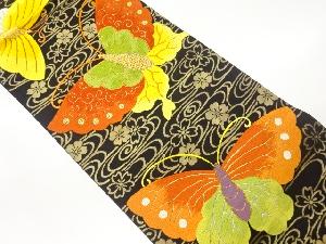 蝶に桜散らし流水模様織出し袋帯